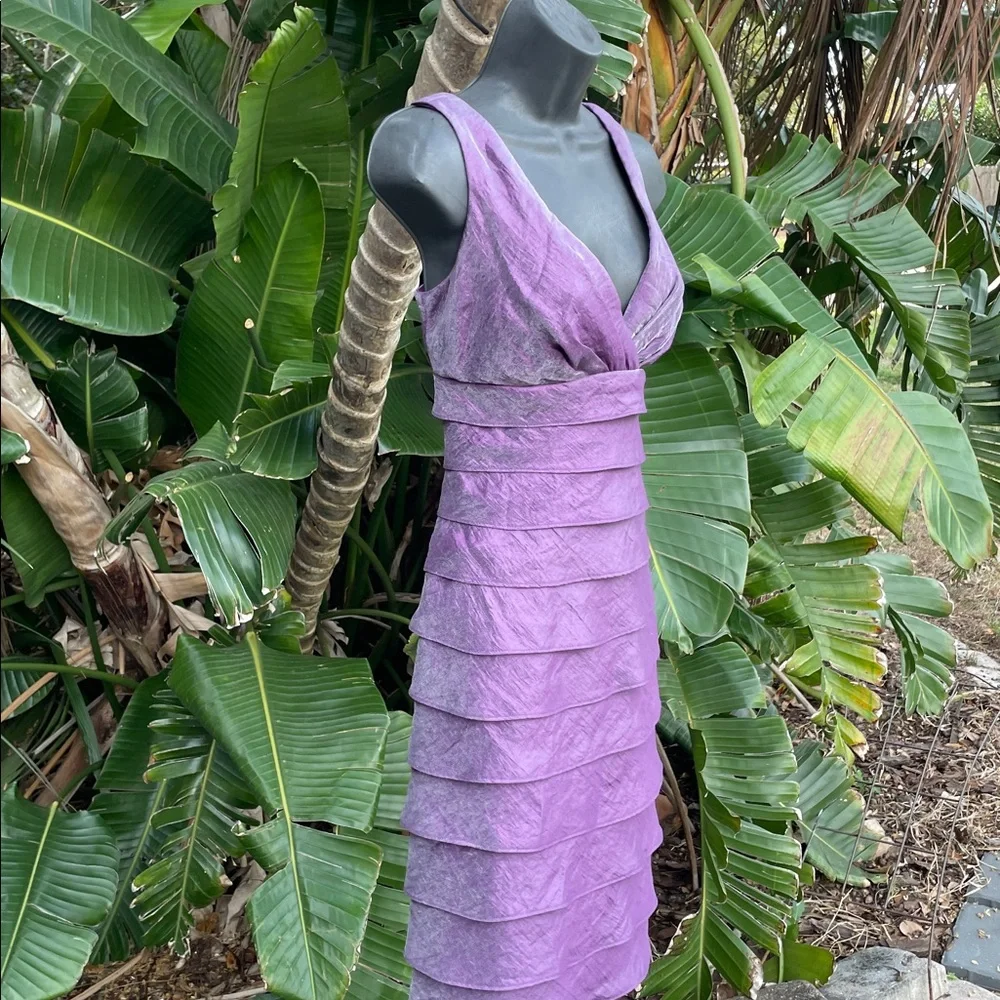 London Times metallic ruffled dress